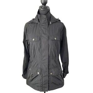 ANA Packable Black Raincoat Windbreaker Jacket Anorak Small